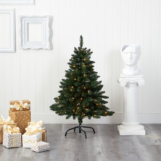 4ft. Pre-Lit Northern Rocky Spruce Artificial Christmas Tree, Clear LED Lights